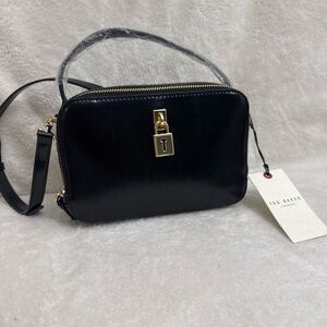 Ted Baker Black Leather Crossbody with Gold Lock
